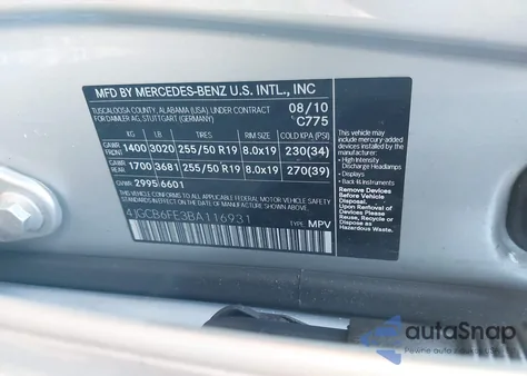 2011 Mercedes-Benz R 350 4Matic z USA, uszkodzony, nr VIN 4JGCB6FE3BA116931